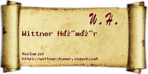 Wittner Hümér névjegykártya